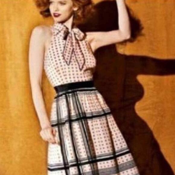 Anthropolgie Maeve Archival Star Turn Polka Dot Tie Neck Printed Dress size 2 - Picture 1 of 6